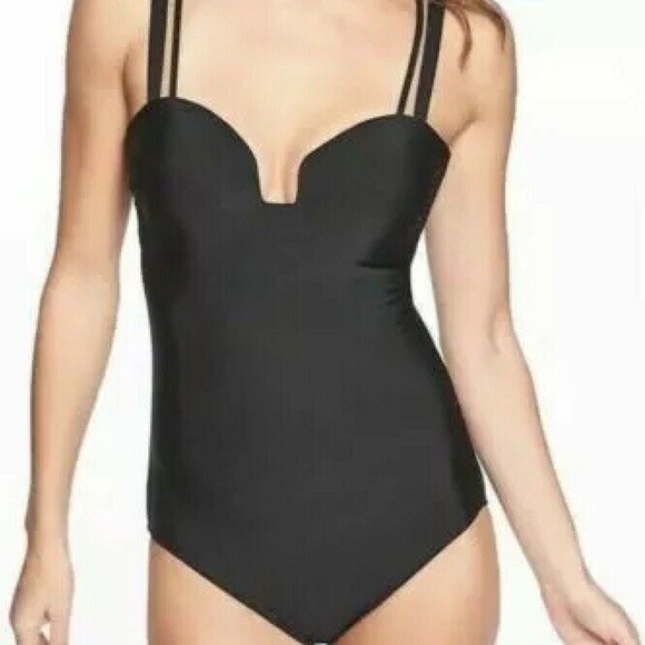 ATHLETA AQUALUXE SQUARE PLUNGE ONE-PIECE Black NWT - Picture 1 of 5